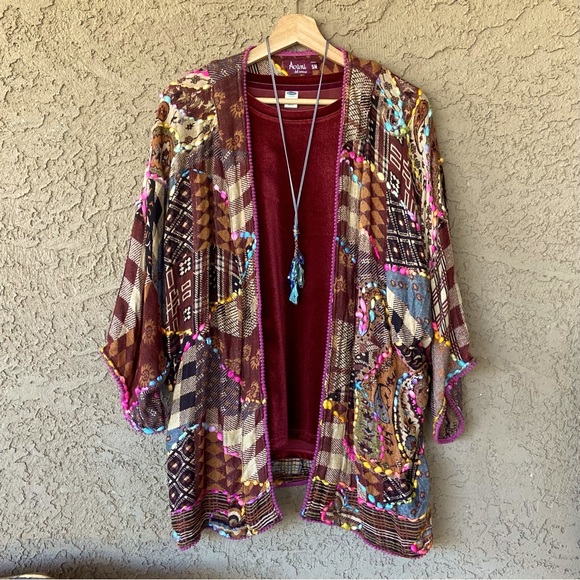 Sweaters - Multi-Color Cardigan with Intricate Ribbon Threading BEAUTIFUL!!!